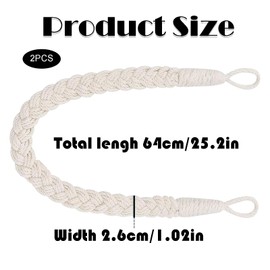 2 Pcs Curtain Tie Backs, Tie Backs Soft Hand Woven Rope Curtain Holdbacks, Natural Cotton Hand Knitting Tie Backs For Curtains, Boho Style Rope Tie Backs for Home & Office Drapery (Beige)