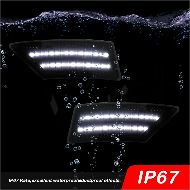 Smoked Lens White Front Fender Side Marker Lights Compatible with