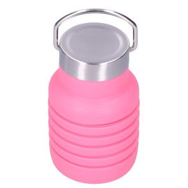Botella de Agua de Silicona Plegable para Beber con Tapa de Acero Inoxidable para Viajes, Gimnasio, Niños, Niñas, Niños, Mujeres, Hombres, 550 Ml(Rosa),Botellas