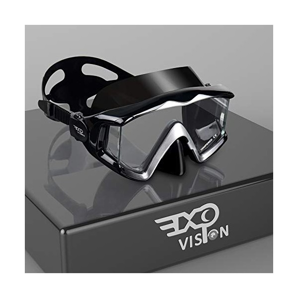 EXP VISION Adult Pano 3 Window Scuba Diving Mask, Tempered