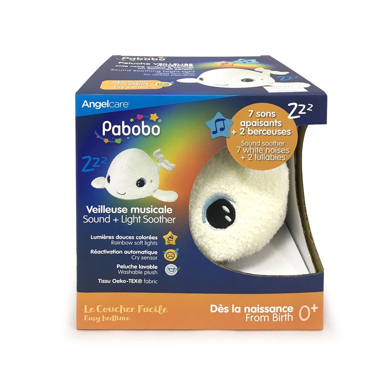 Pabobo Béluga Plush Sleeping Night Light, Multi-Colour and Lullaby and