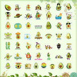 Dorgua 100Pcs Avocado Stickers, Non-Repetitive Avocados Vinyl Stickers, Cute Avocado Sticker Waterproof Fruit Sticker for Water Bottle Laptop Decoration Party Favors Birthday Gifts