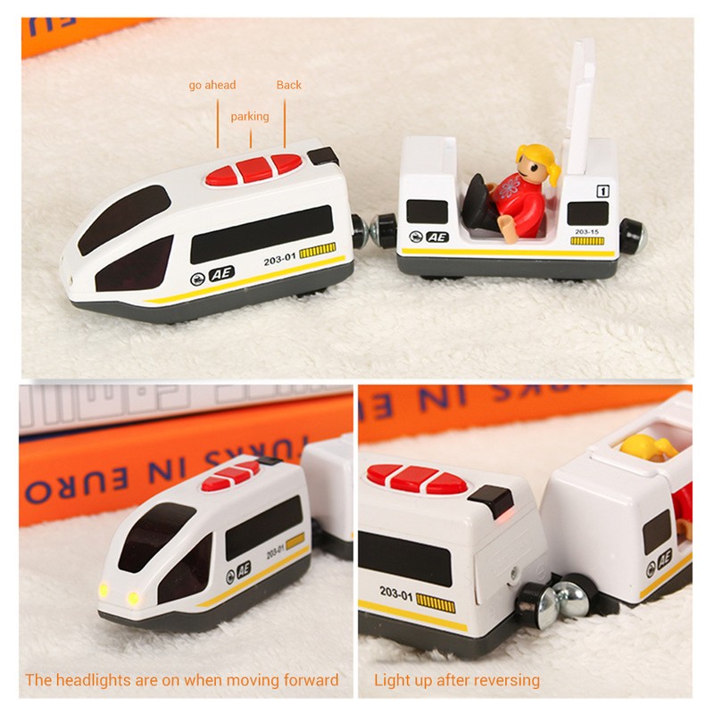 Remote Control Electric Train Toy Compatible with Wooden Track Car