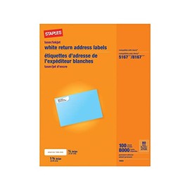 Staples 573945 Laser/Inkjet Shipping Labels 0.5-Inch W X 1.75-Inch L White 80 Labels/Sheet