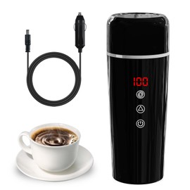 DROSOKING Portable Car Kettle 420ML, Heated 316 Stainless Steel Travel Electric Car Kettle, Trucks Water Boiler 24V, Trucks Coffee Boiler with Magnetic Stirring and Multiple Temperature Control