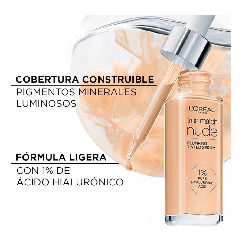 Base de Maquillaje Líquida True Match Sérum con Ácido Hialurónico