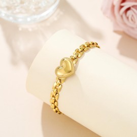 MOMOL Link Bracelet for Women, 18K Gold Plated Stainless Steel Trendy Chunky Cuban Chain Toggle Rope Heart Paperclip Wristband Bracelet