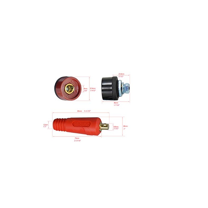 RIVERWELD TIG Welding Cable Panel Connector Socket DKZ10-25 200Amp with