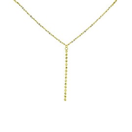 Hoops & Loops 14K Yellow Gold Italian Chain Diamond-Cut Beads Dainty Lariat Y-Necklace