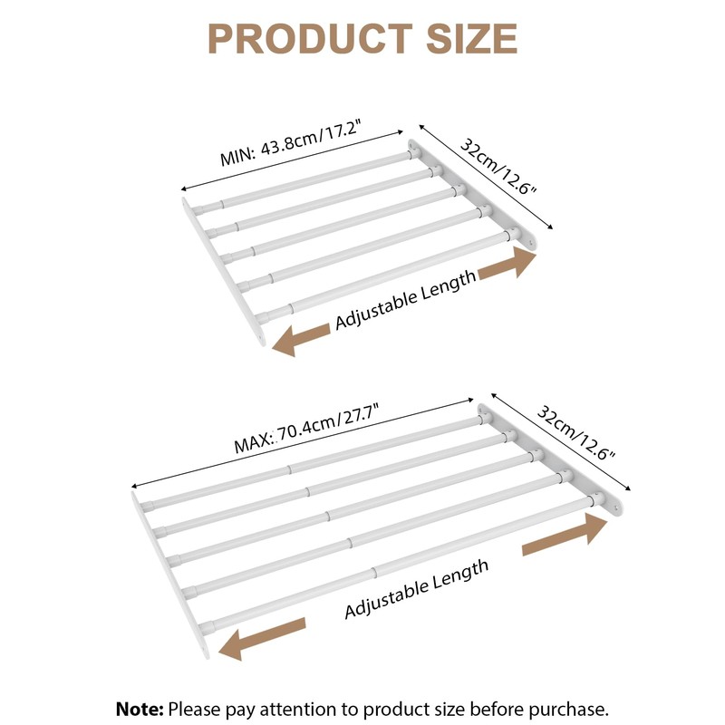 VanlonPro Expandable Closet Shelf Wall-Mounted Metal Storage Rack Adjustable Closet
