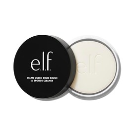 e.l.f. Clean Queen - Limpiador de brochas y esponjas sólidas, limpia brochas y esponjas de maquillaje para la cara y los ojos, fórmula nutritiva, no dañina, vegano y última intervensión de crueldad