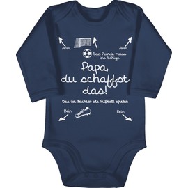 Shirtracer - Baby Bodysuit Long Sleeve Girl Boy - Sayings - Papa du schaffst das Fußball - White, 1 Navy Blue