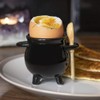 Black Cauldron Egg Cup with Broom Spoon Witch/Occult