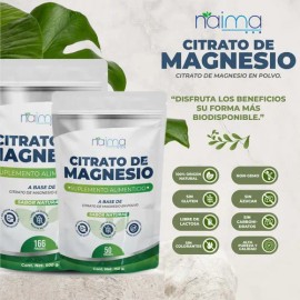 Citrato De Magnesio En Polvo Naima 100 Puro Sin Sabor 500g                                                                                            