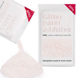 TORC Iridescent White Glitter Paint Additive - Multi-Size Glitter Powder for Acrylic Paint, Walls, Wood Furniture & Crafts (200g/7oz) - Interior/Exterior Use on All Finishes