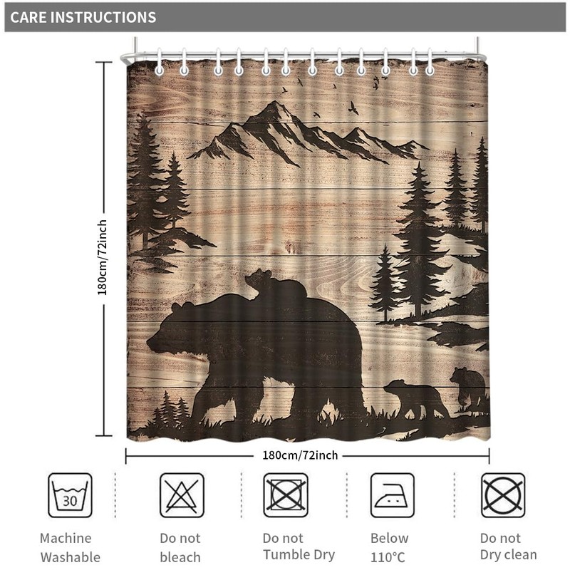 Artmyharbor Rustic Bear Family Shower Curtain