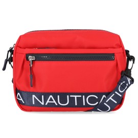 Nautica Women's Nylon Bean Crossbody/Belt Bag with Adjustable Shoulder Strap, Red, One Size