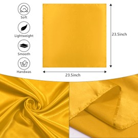 AWAYTR 23.6" Satin Neck Scarf Small Hair Scarf Women Silk Head Scarf Costume Bandana Girls Vintage Handkerchief Ribbon Scarf (Yellow)