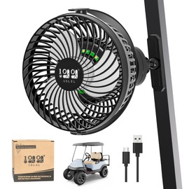 10L0L Golf Cart Magnetic Fans for EZGO Club Car Yamaha Golf Carts, Low Noise, 3-Speed Settings 360° Rotatable with Magnetic Mount Base, 8000mAh Large Battery
