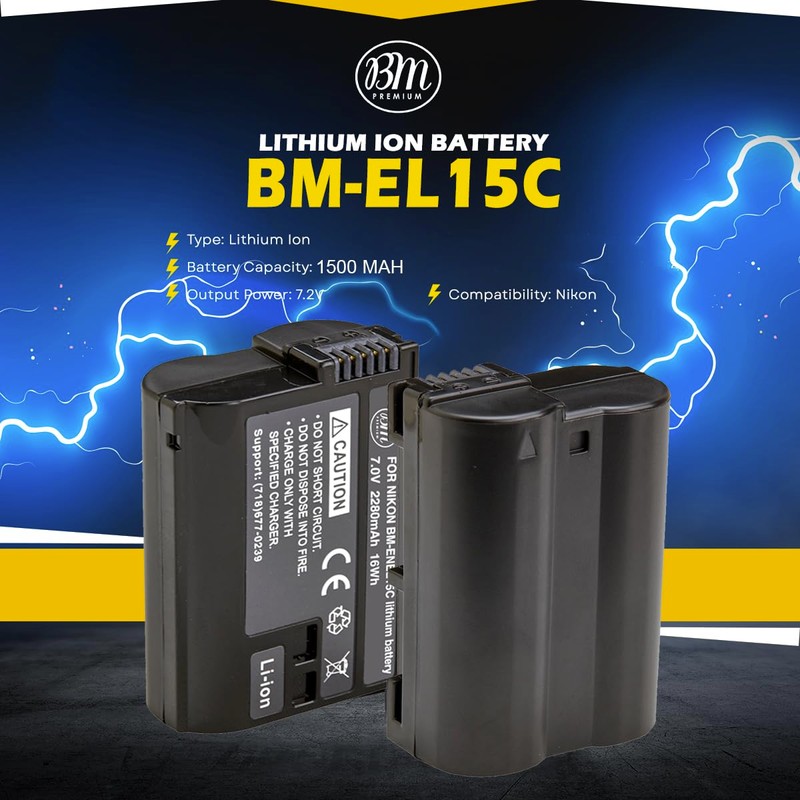 BM Premium 2 Pack of EN-EL15C High Capacity Batteries for