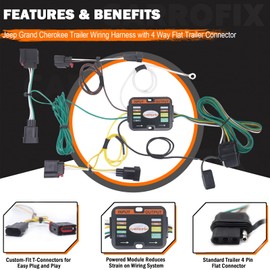 CARROFIX Custom Fit T-Connector Trailer Wiring Harness with 4-Way Flat Connector Compatible with Jeep Grand Cherokee 2014-2021, 2022-2022 WK Models