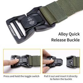 IDOGEAR - Cinturón MOLLE de 2 pulgadas para hombre con cinturón interior de 1.75 pulgadas, nailon de liberación rápida, hebilla de metal con gancho y bucle, corte láser