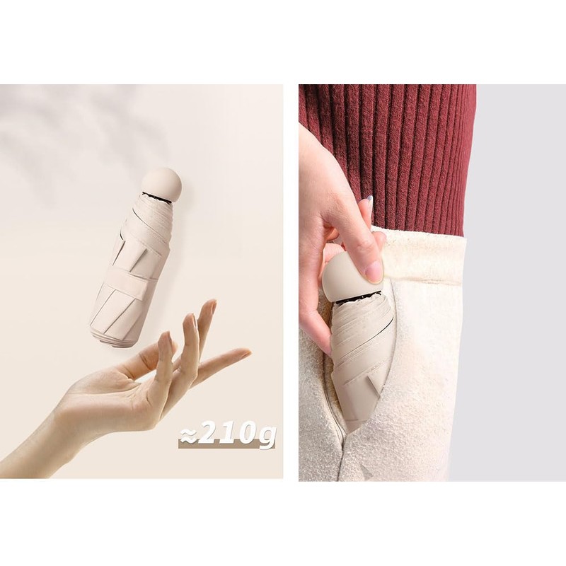 Bombinate Parasol Folding Umbrella with 6 Ribs, UV Protection, Storage