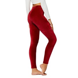 Conceited Velvet Leggings for Women - Premium Ultra-Soft Warm Velour Pants - Burgundy - Small