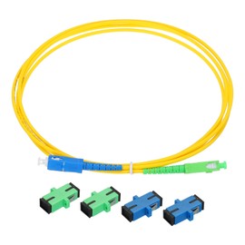 MECCANIXITY 2Pcs 2M(6.6Ft) SC/UPC to SC/APC Fiber Optic Patch Cable Single Mode Simplex Cable with SC/UPC and SC/APC Coupler LSZH Jumper Fiber Optical for Network Transceiver,OS2 Grade