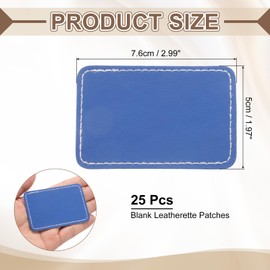 MECCANIXITY Blank Leatherette Patches, 3x2 Inch Rectangle Faux Leather Hat Patches with Adhesive Iron-on Heat Press Laserable Rustic for Hats DIY Fabric Repair Sew(Dark Blue, Pack of 25)
