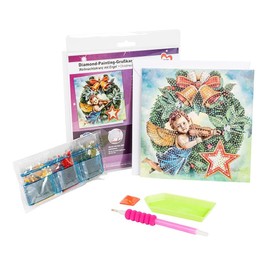 Ideen mit Herz Diamond Painting Greeting Card | 16 x 16 cm | 370 gsm | Includes Envelope & Tools (Christmas Wreath with Angel)