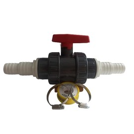 Generisch PVC 2-Way Ball Valve 50 mm with 2 x Pressure Hose Nozzle White Graduated for 32-38 mm Pool Hose