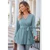 OUGES Women's Maternity Tunics Tops Shirts Long Sleeve Wrap V