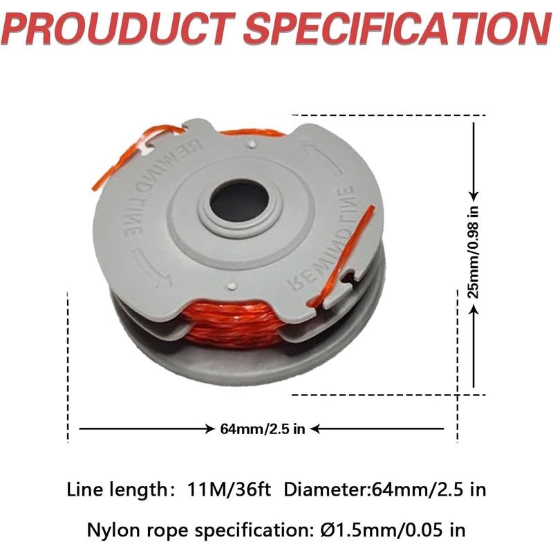 2 Pack Strimmer Spool Line Compatible with Flymo,Double Autofeed Spool