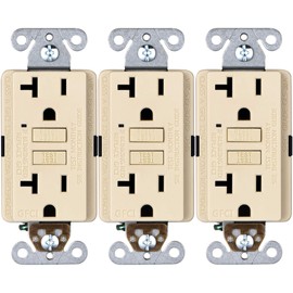 Faith [3-Pack] 20A GFCI Outlets, Non-Tamper-Resistant GFI Duplex Receptacles with LED Indicator, Self-Test Ground Fault Circuit Interrupter, ETL Listed, Ivory, 3 Piece