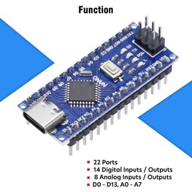 Nano Development Board with Cable Binghe Pack of 5 Nano Development Board with Chip CH340 Type-C Connector 5V 16M 328P Microcontroller Compatible with Arduino IDE