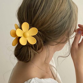 Sttiafay Flower Hair Claw Clips Large Flower Hair Clips Big Floral Hair Claw Clips Candy Acrylic Huge Claw Clip Matte Flower Hair Accessories Yellow Cute Barrette Hair Headclip for Women