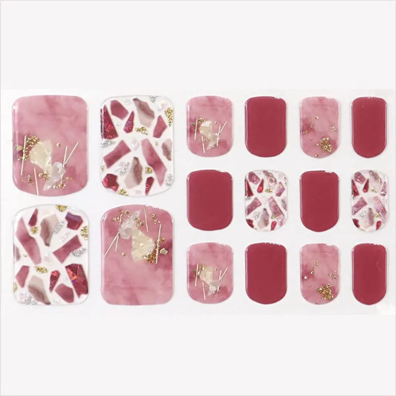 Lisd'or Moulin Rouge Gel Nail Seal Foot Nails, 31 Pieces