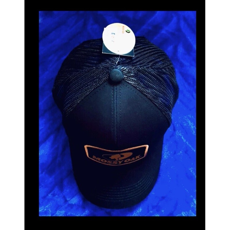 mossy oak BLACK 6 Panel Structured Hat/cap,MESH BACK,adjustabl