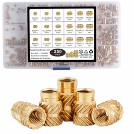 350Pcs Threaded Inserts Heat Set Insert M2 M2.5 M3 M4 M5 M6 Female Thread Metric Knurled Nuts Assortment Kit Brass Threaded Inserts for Plastic and 3D Printing Components