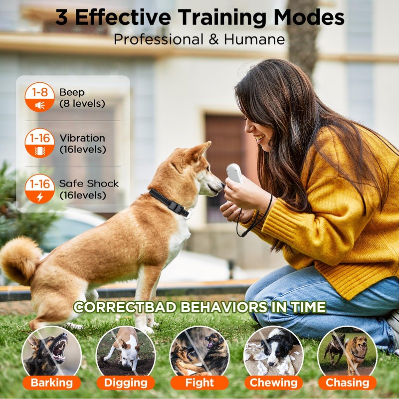 Dog Shock Collar, 3300ft Dog Training Collar with Remote, IPX7