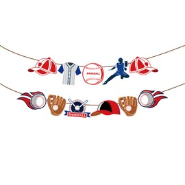 Baseball Birthday Party Banner Baseball Sign Sports Paper Garlands Ball Sports Baseball Pennant Bunting Flag Decor for Party Supplies Baby Shower Boys and Girls