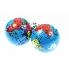 Miniblings Globe Earth, Earth, Earth, Planet, World Globe, Travel, Blue, Handmade Fashion Jewellery, Earrings Silver-Plated, Cotton, No Gemstone