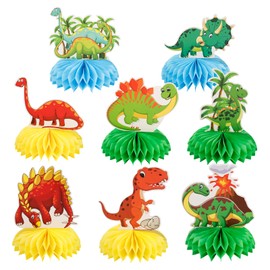 BigKego 8 Stück Dinosaurier Bienenwabe Tischdeko Honeycomb Tiere Party Dekorationen Bienenwabe Mittelstück für Geburtstag Dinosaurier Party Tischaufsätze