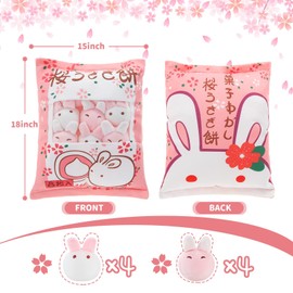 Cute Plush Pillow Kawaii Room Decor Throw Pillow Removable Stuffed Animal Toys Fluffy Cherry Bunnies Cats Kittens Dog Dinosaur Creative Gifts for Teens Girls Kids (Pink, Bunny)