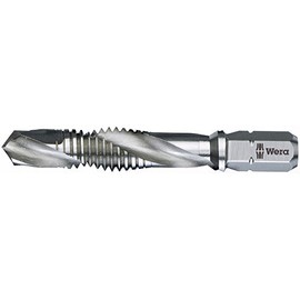 WERA 104640 HSS Drill Tap, Hex Shaft, Insertion 0.25 inches (6.35 mm), Tap Size: M3 x 0.02 inches (0.5 mm), Drill Size 0.1 inch (2.5 mm)