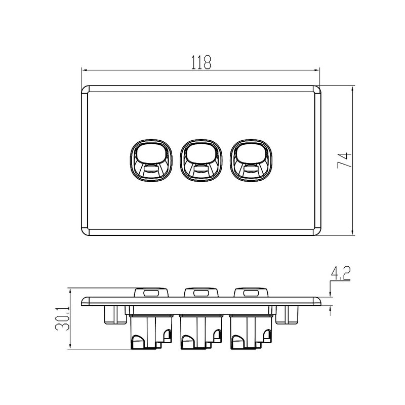 4C | Elegant Wall Switch 5 Gang 250V 16A |