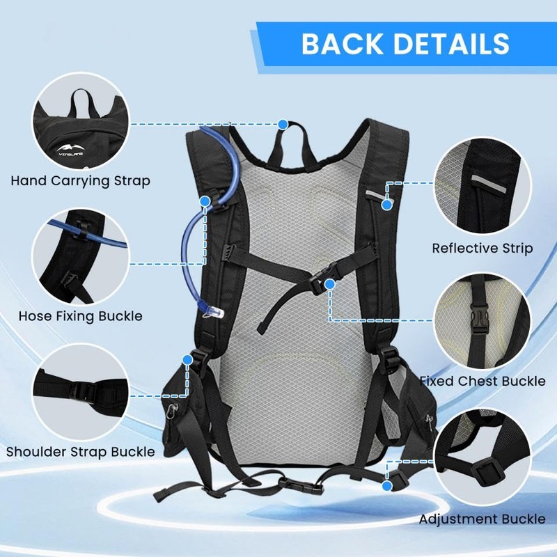 Lnopever Hydration Backpack: Water Backpack with 2L Water Bladder, Lightweight