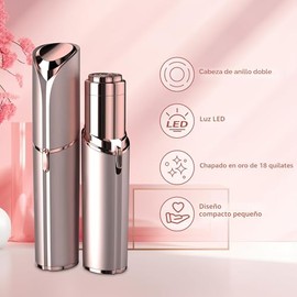 Quitapelo facial para mujeres - visto en la TV, afeitadora facial sin dolor - dispositivo eléctrico para depilación de la cara, labios, pelusa de melocotón con luz (blanco)