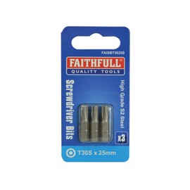 Security S2 Grade Steel Screwdriver Bits T30S x 25mm (Pack 3)